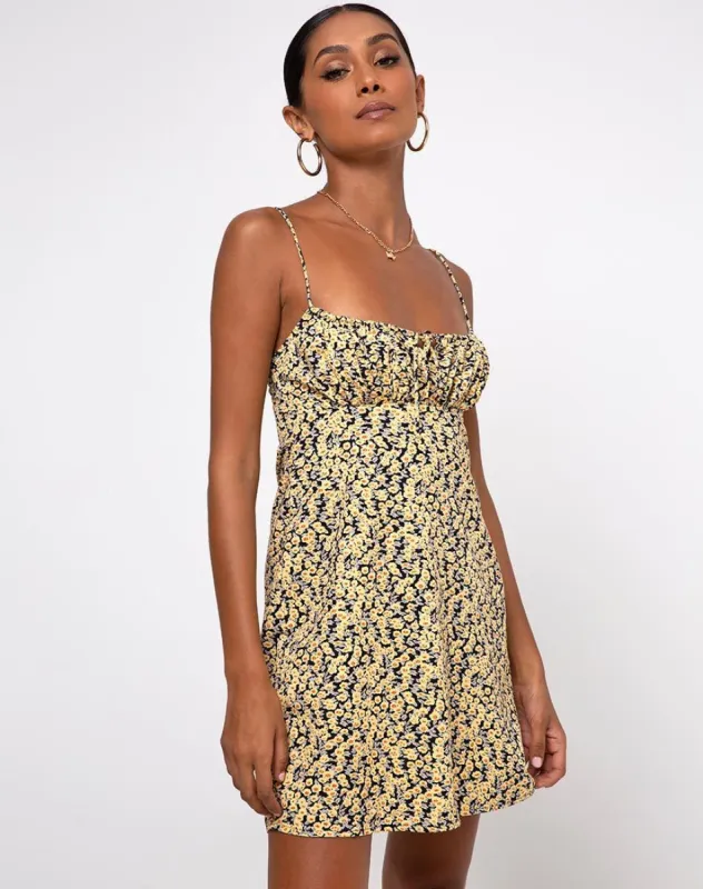 Mala Slip Dress in Mini Bloom Yellow sold by Motel Rocks