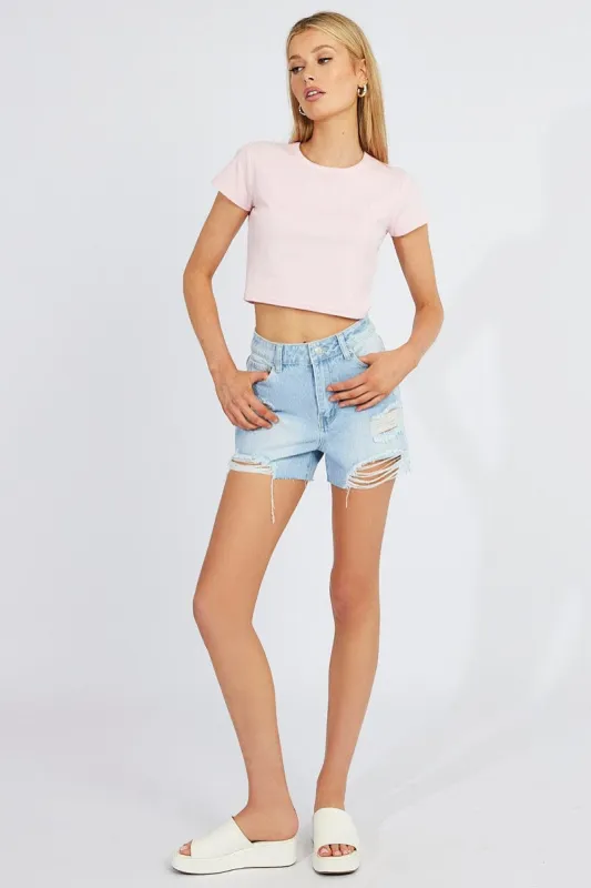 Pink Graphic Tee Crop Short Sleeve sold by Ally Fashion