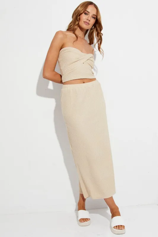 Beige Midi Skirt Bodycon sold by Ally Fashion