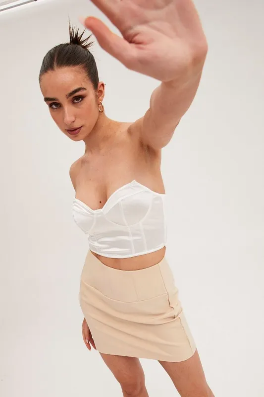 Beige Corset Mini Skirt sold by Ally Fashion