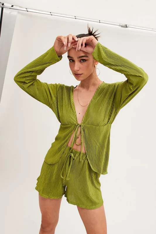 Green High Waist Shorts sold by Ally Fashion