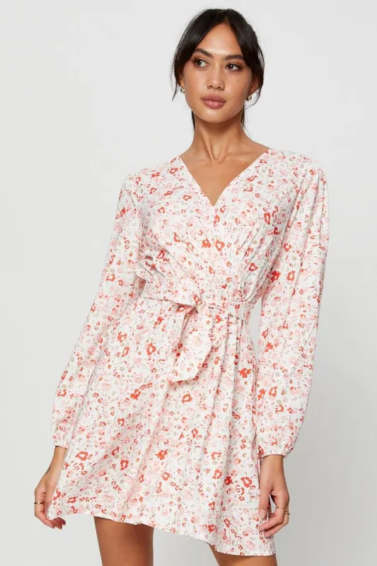 Print Wrap Dress Long Sleeve Mini sold by Ally Fashion