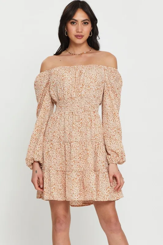 Print Mini Dress Long Sleeve sold by Ally Fashion