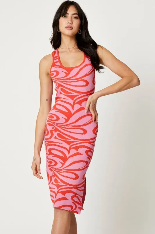 Print Knit Dress Midi sold by Ally Fashion