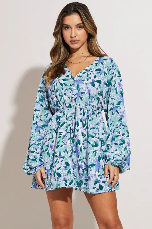 Print Mini Dress Long Sleeve sold by Ally Fashion
