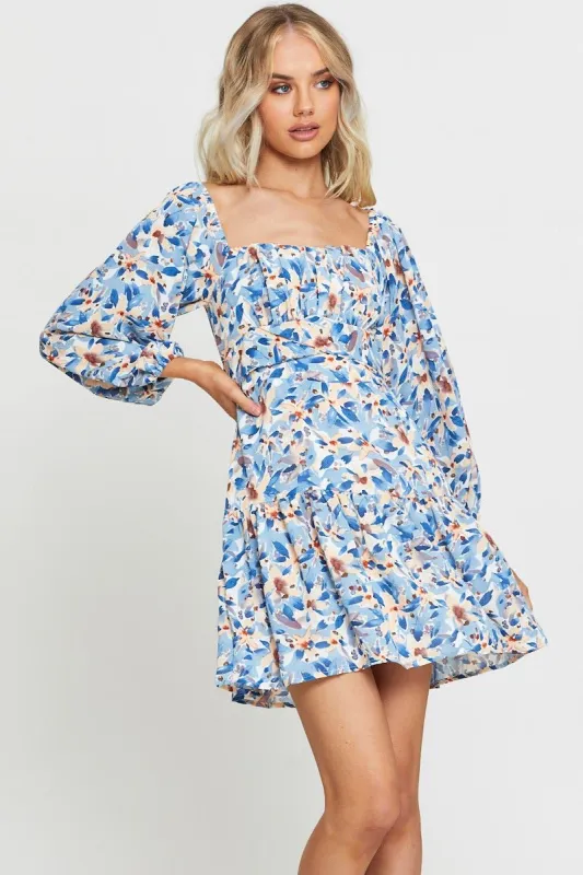 Print Mini Dress Square Neck sold by Ally Fashion