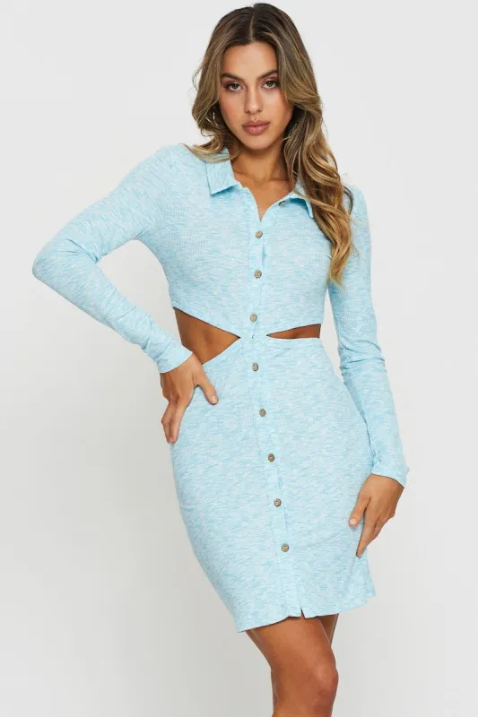 Grey Ribbed Cut Out Short Sleeve Mini Dress sold by Ally Fashion