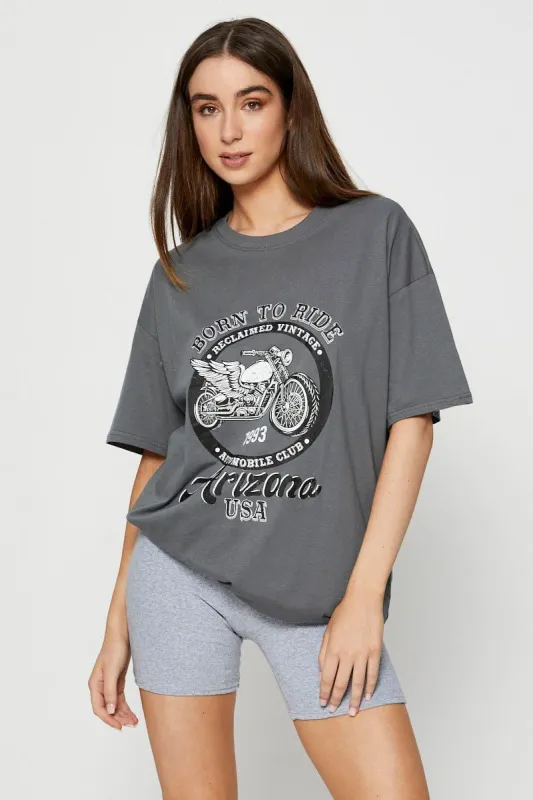 Grey Graphic T Shirt Short Sleeve sold by Ally Fashion