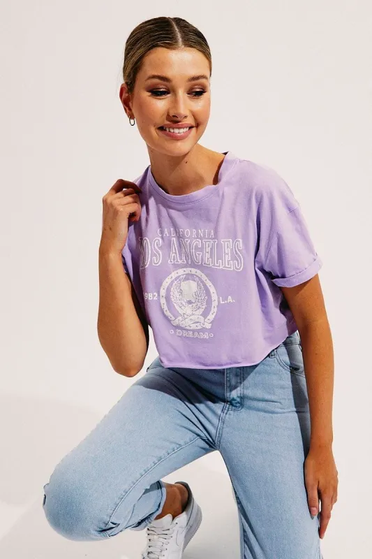 Purple Crop T Shirt sold by Ally Fashion