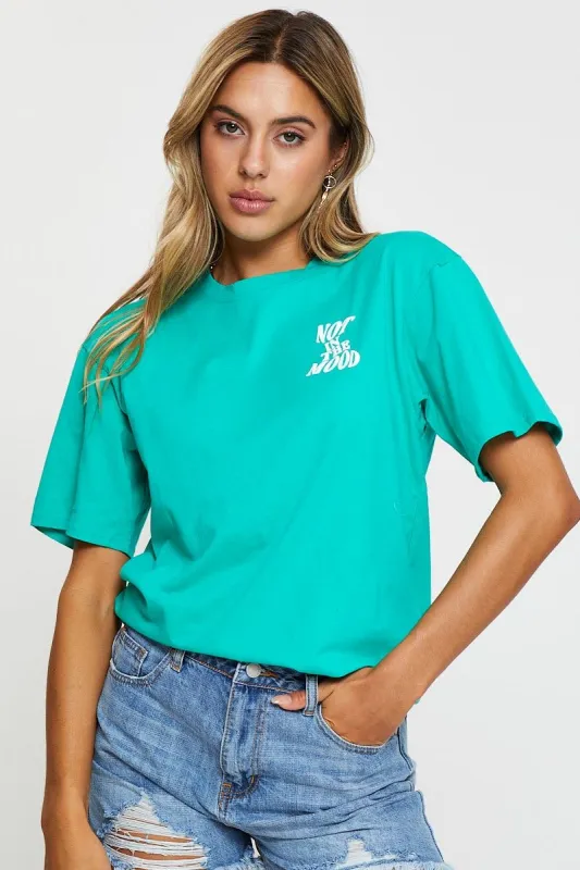 Green Graphic T Shirt Short Sleeve sold by Ally Fashion