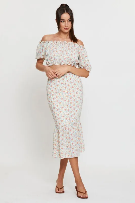 Print Midi Skirt High Waist sold by Ally Fashion
