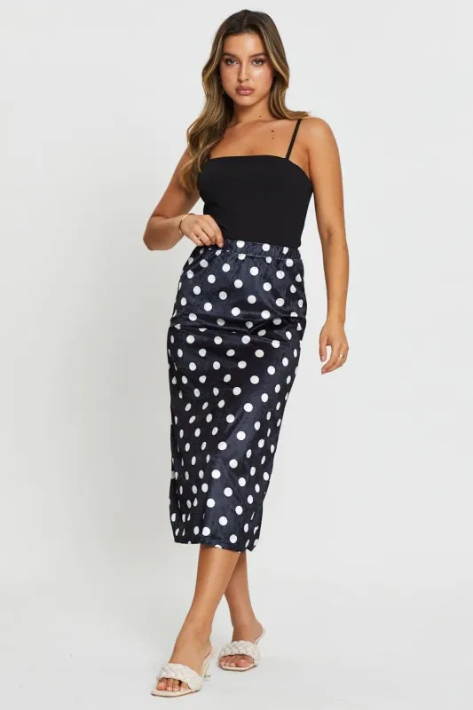 Polka Dot Midi Skirt Velvet sold by Ally Fashion