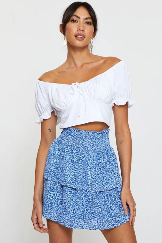 Print Elastic Waist Floral Skater Skirt sold by Ally Fashion