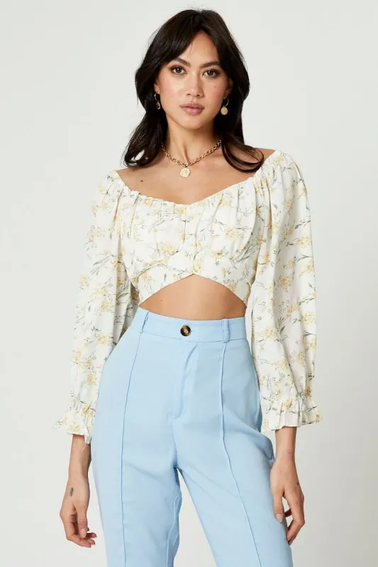 Print Tie Back Crop Top sold by Ally Fashion