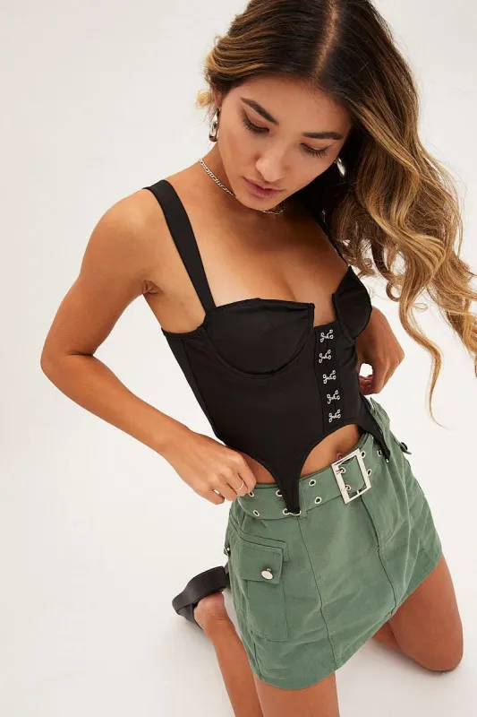 Black Bandage Hook Decor Corset Top Lingerie sold by Ally Fashion