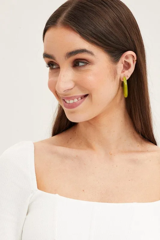 Green 3 Pack Resin Hoop Earrings sold by Ally Fashion