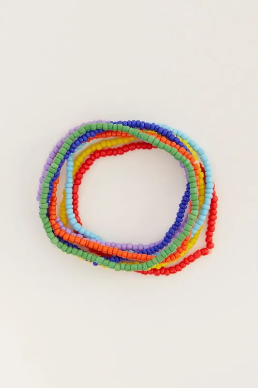 Multi 5 Pack Rainbow Beads Bracelet sold by Ally Fashion