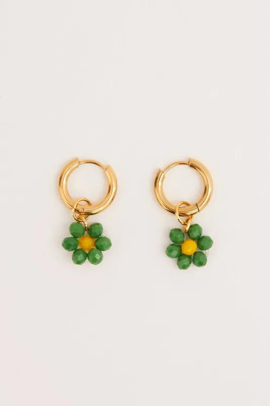 Green Flower Earrings sold by Ally Fashion