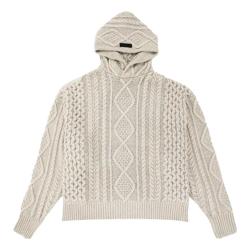 Fear of God Essentials FW23 Cable Knit Hoodie 'Silver Cloud' 192BT234392F sold by KicksCrew