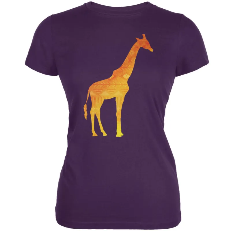 African Spirit Animal Giraffe Purple Juniors Soft T-Shirt sold by Old Glory