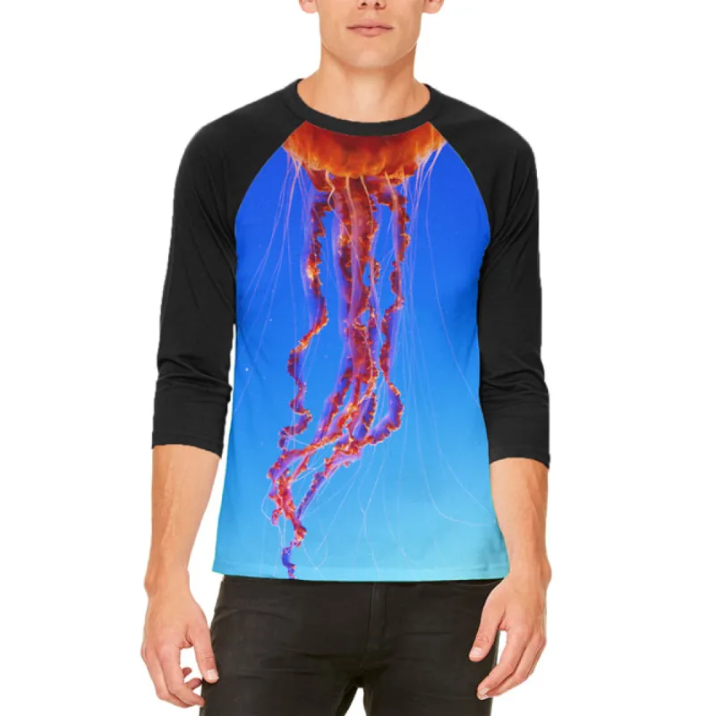 Halloween Costume Orange Nettle Jellyfish Costume Mens Raglan T Shirt sold by Old Glory