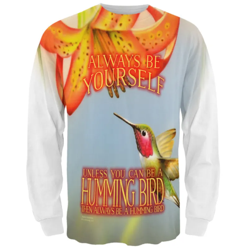 Always Be Yourself Unless Humming Bird All Over Mens Long Sleeve T Shirt sold by Old Glory