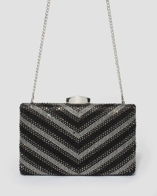 Black and Silver Alice Hardcase Clutch Bag sold by Collete Hayman