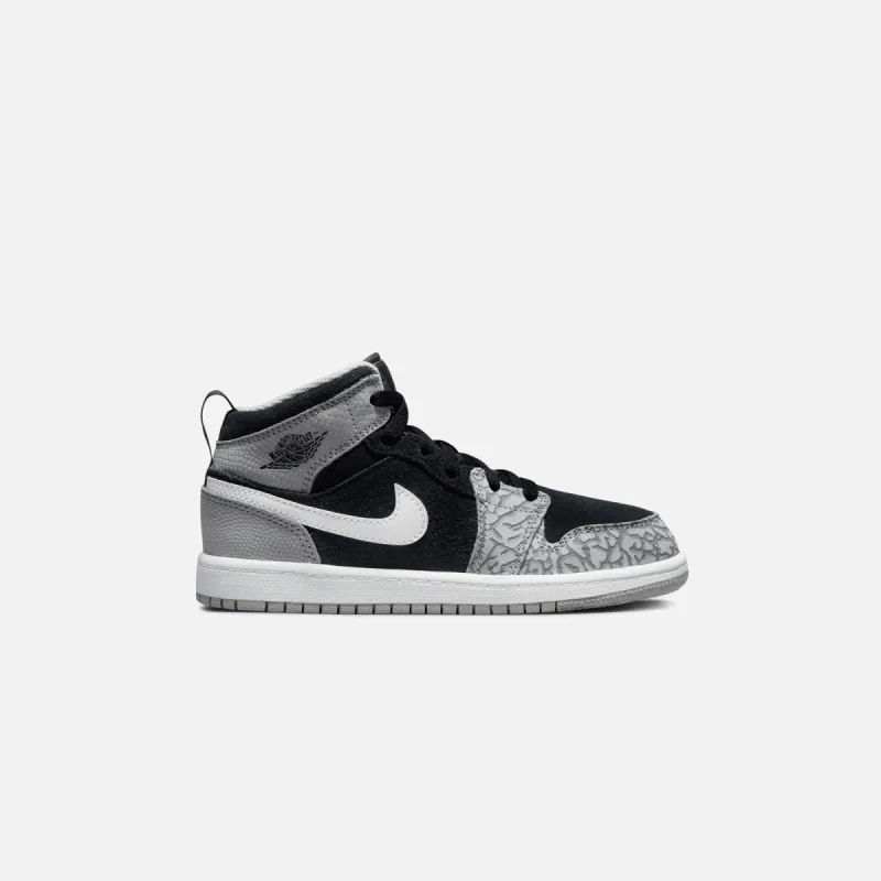 Nike Air Jordan 1 Mid SE - Black / University Red / White / Light Smoke sold by Kith