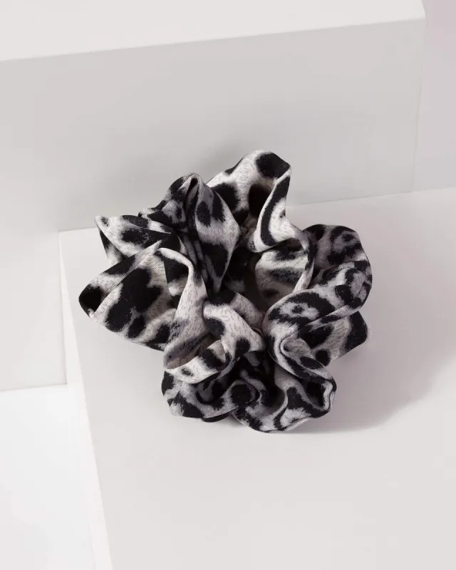 Monochrome Dark Leopard Print Scrunchie sold by Collete Hayman