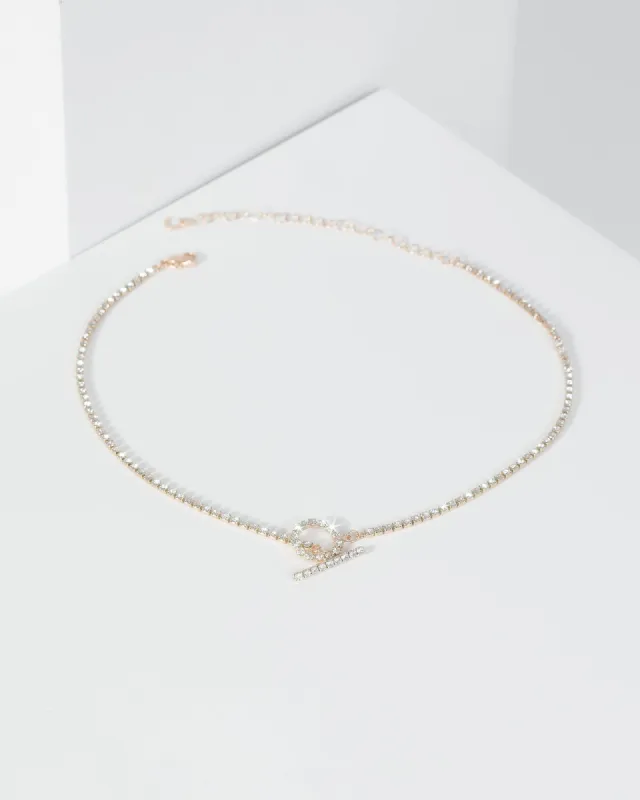 Gold Diamante Circle Bar Necklace sold by Collete Hayman