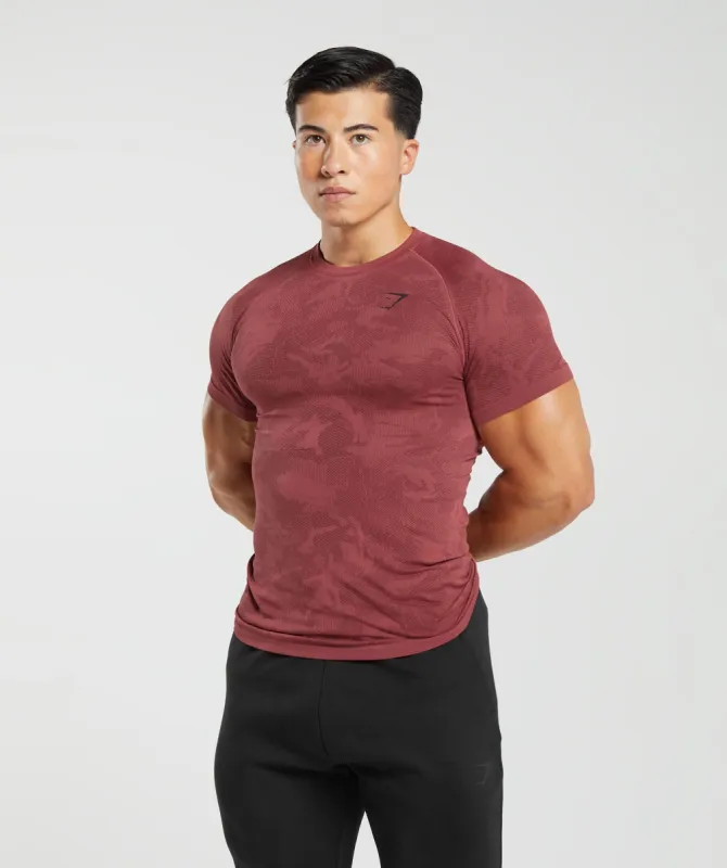 Gymshark Geo Seamless T-Shirt - Soft Berry/Rich Maroon sold by Gymshark