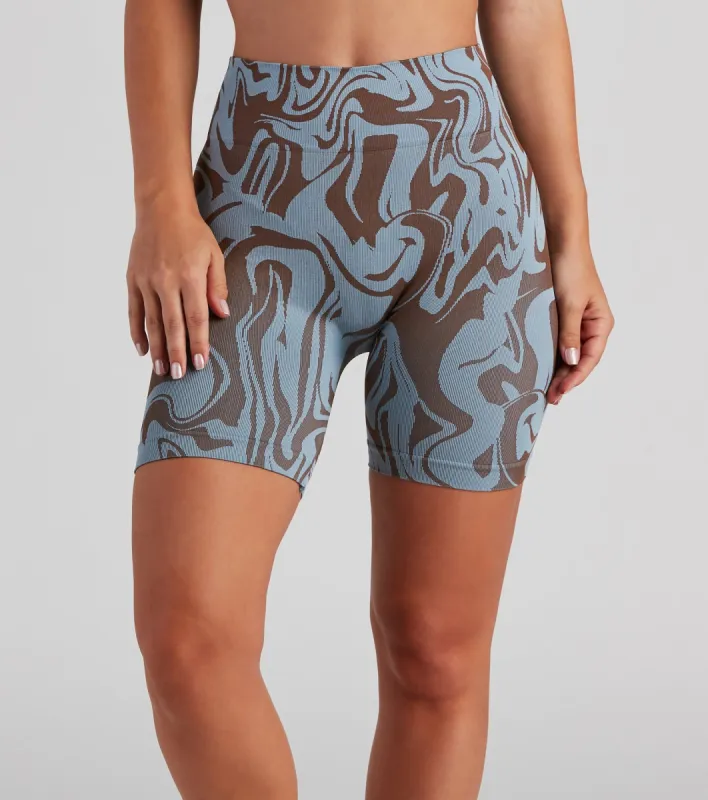 Retro Swirls High Waist Seamless Shorts sold by Windsor