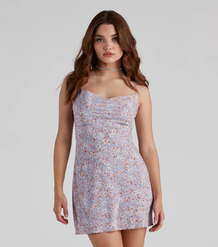 Lovely In Floral Cowl Mini Dress sold by Windsor