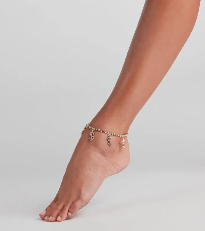 Money Talks Rhinestone Anklet sold by Windsor