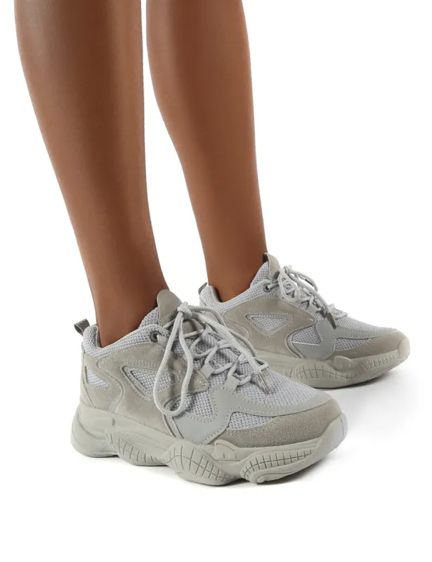 Chase Grey Wide Fit Chunky Sole Trainers sold by Public Desire