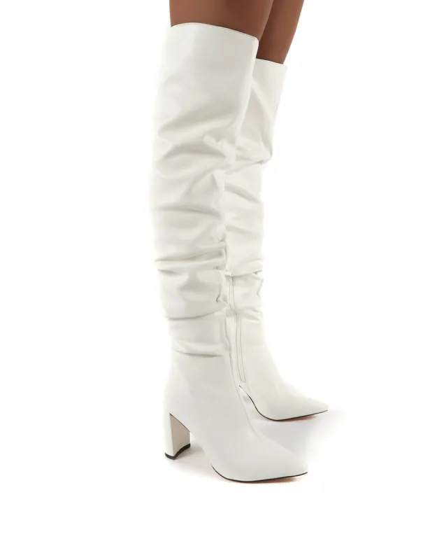 Theirs White PU Over the Knee Boots sold by Public Desire