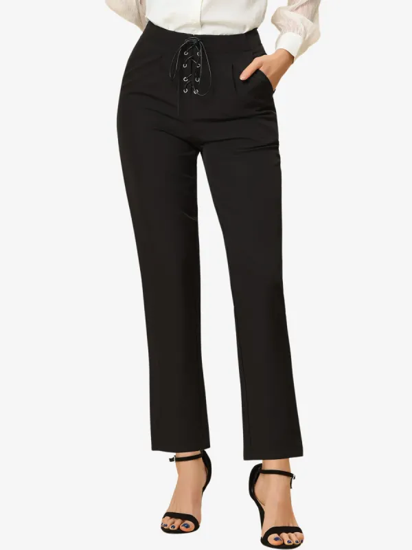 Work Office Pants High Waist Side Zipper Ankle Straight Leg Trousers sold by Allegra K