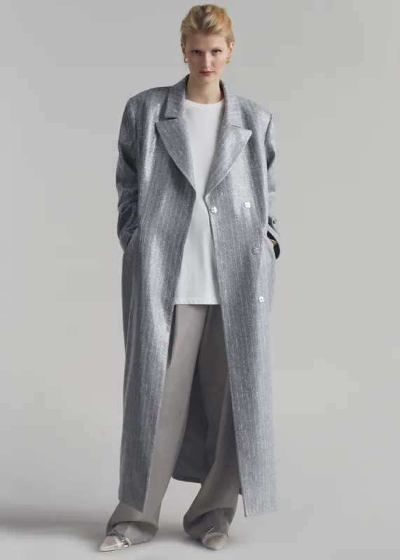 Jennifer Sequins Coat - Grey/White Stripe sold by Frankie Shop
