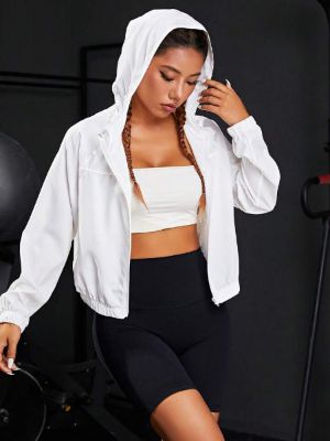 Yoga Basic Zip Up Hooded Sports Jacket sold by SHEIN