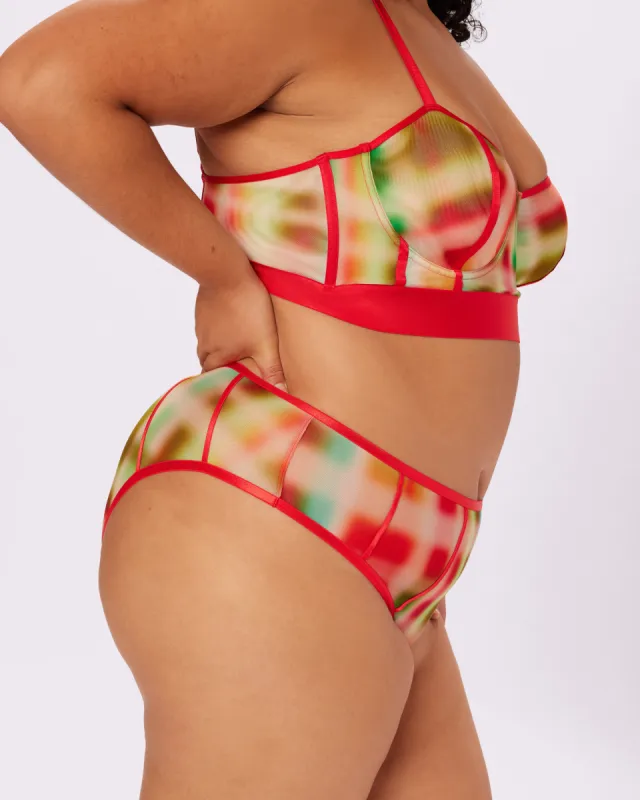 Sheer Sculpt Pop High Rise Cheeky | Silky Mesh | Archive (Tartan Haze) sold by Parade