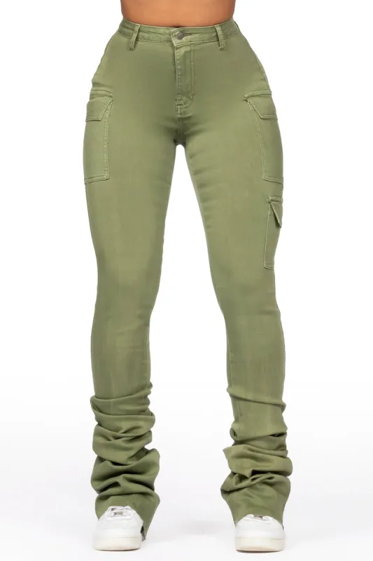 Vixen Olive Cargo Super Stacked Jean sold by Rockstar Original