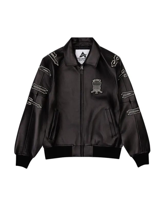 Trapstar x Avirex Icon Leather Jacket - Black | Parallel