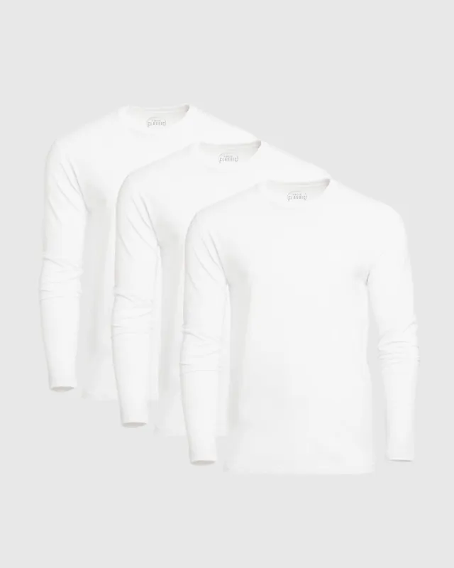 All White Long Sleeve Crew Neck 3-Pack sold by True Classic