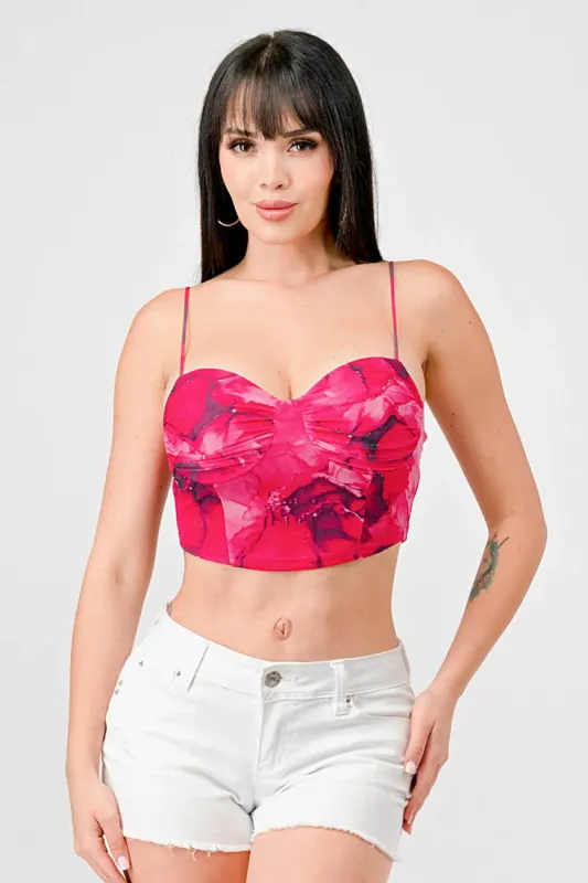SEXY MARBLE PRINT MESH SWEETHEART CAMI CROPPED TOP sold by privy