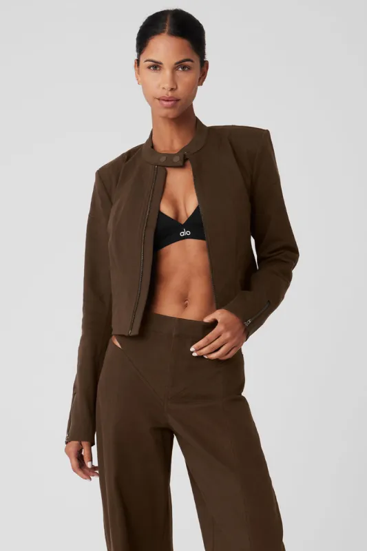 Cropped Full Throttle Moto Jacket - Espresso sold by Alo Yoga