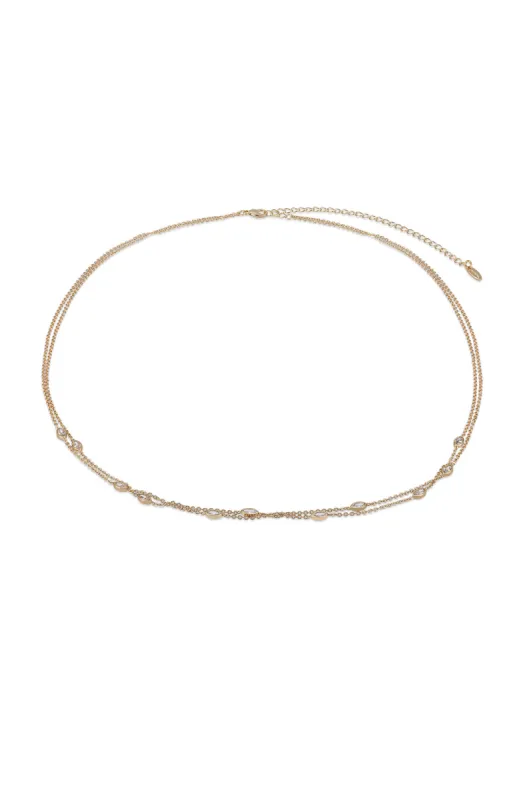 Crystal Dotted Delicate Strands Body Chain sold by ettika