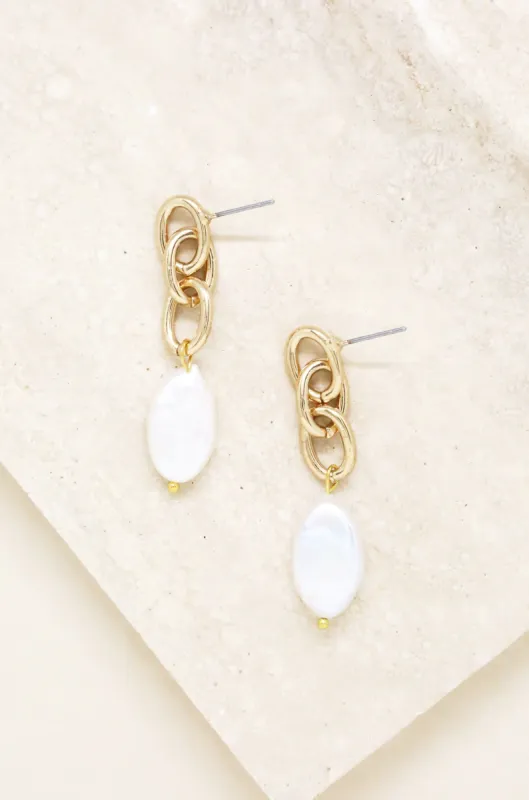 Freshwater Pearl Drop & 18k Gold Plated Chain Earrings sold by ettika