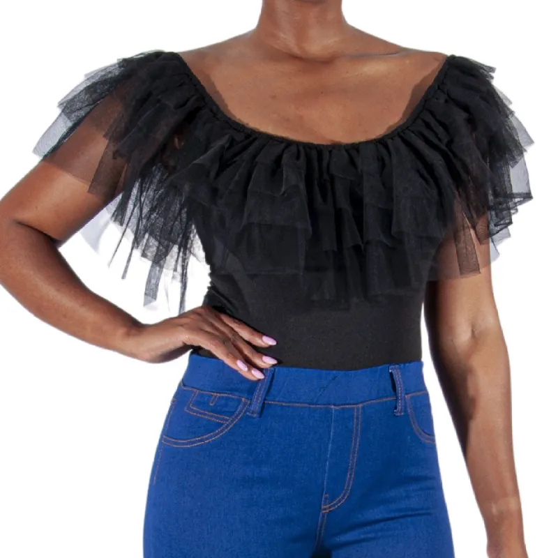 Black Mesh Contrast Top sold by Fashion World