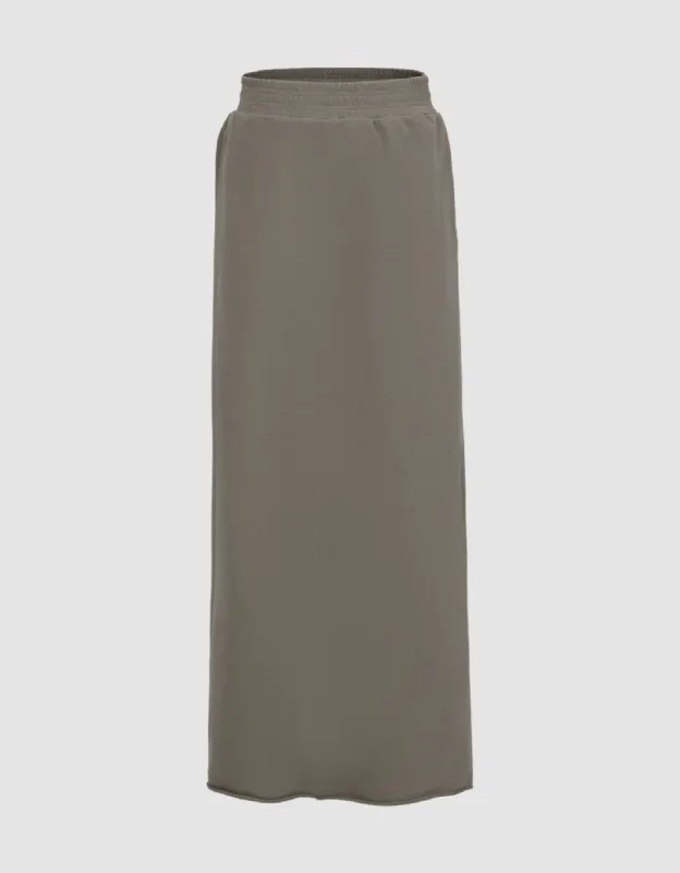 Elastic Waist Maxi Straight Knitted Skirt sold by Urban Revivo