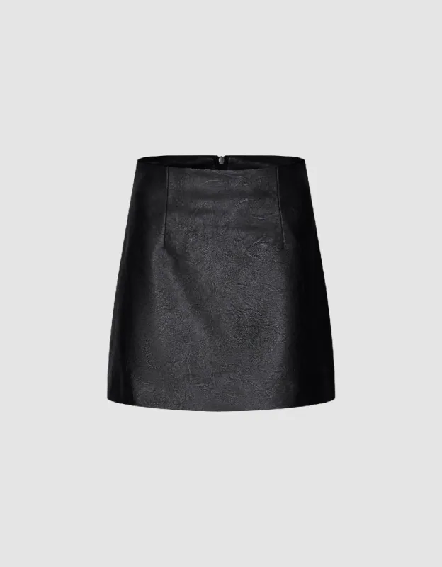 Vegan Leather Mini A-Line Skirt sold by Urban Revivo